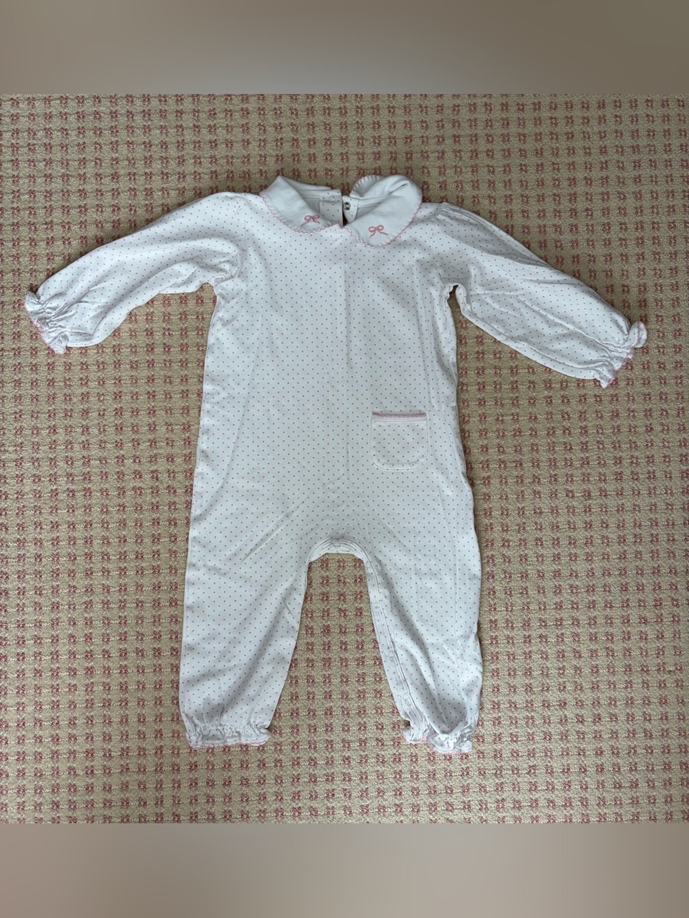 Classic White Baby One-Piece Romper with Pink Dot Detail